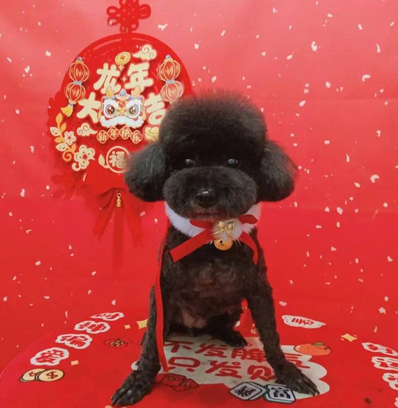 Christmas Theme Cat Collar Scarf Bow Bell Easy To Clean Collar Warm Cat And Dog Jewelry Christmas