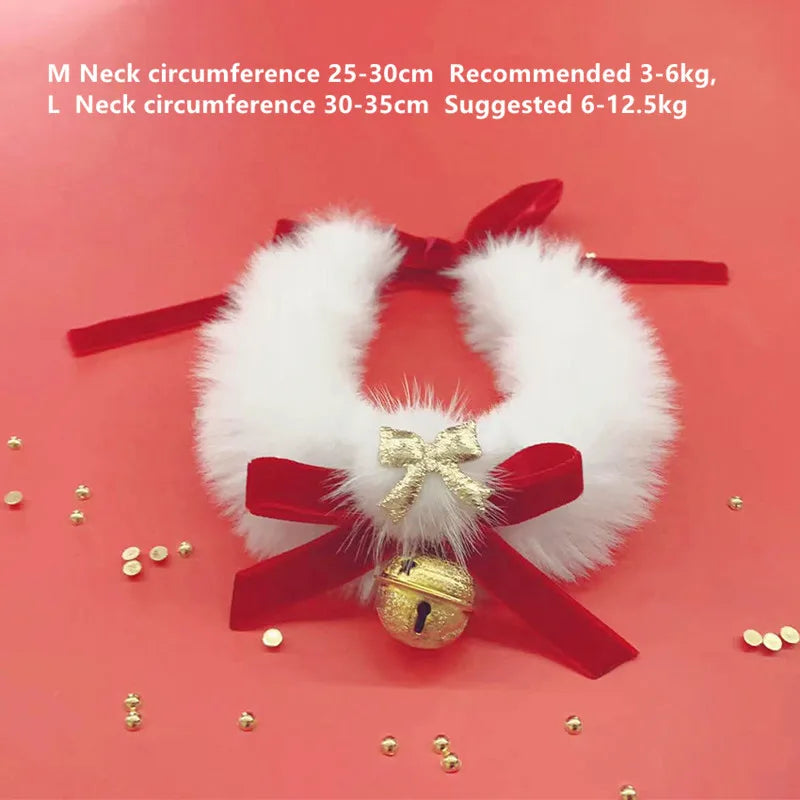 Christmas Theme Cat Collar Scarf Bow Bell Easy To Clean Collar Warm Cat And Dog Jewelry Christmas