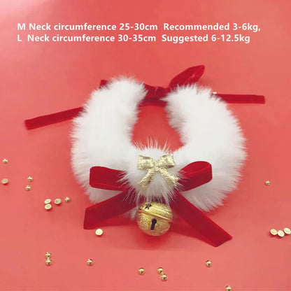 Christmas Theme Cat Collar Scarf Bow Bell Easy To Clean Collar Warm Cat And Dog Jewelry Christmas